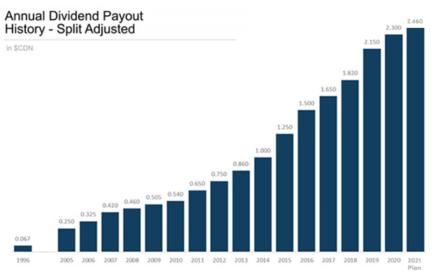 CN Annual Dividends Chart